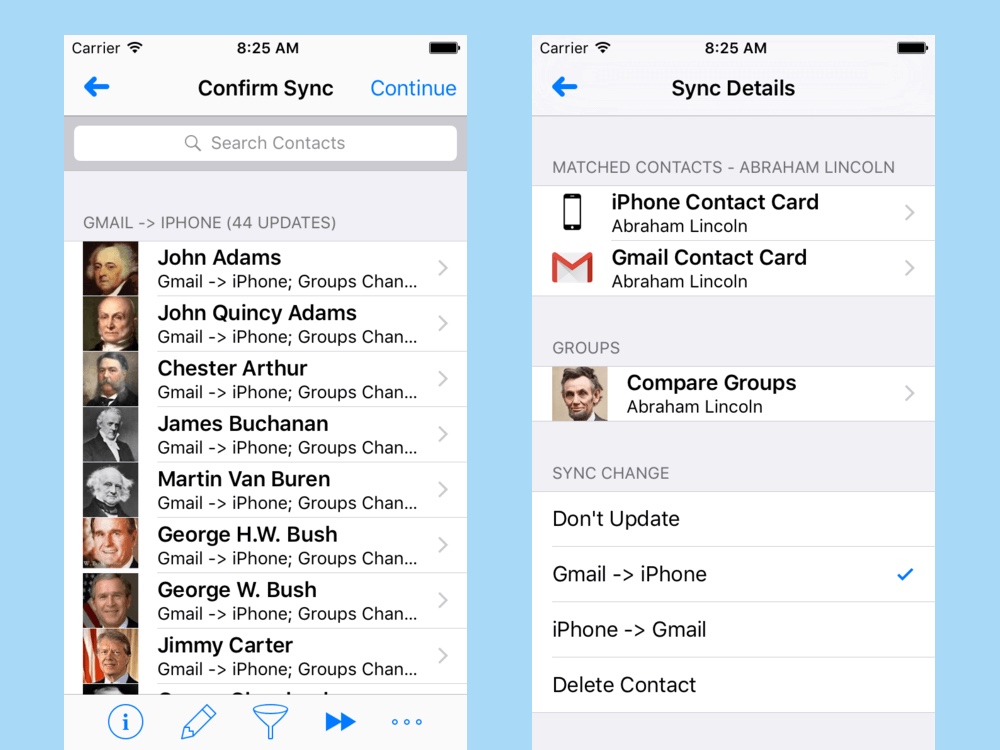 best contact apps: Contacts sync pro