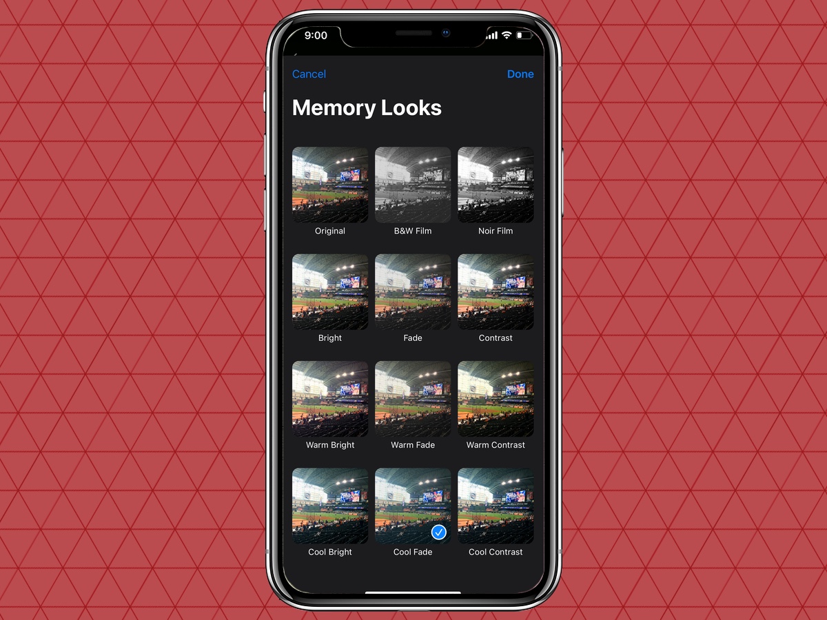 select a filter for iOS 15 Photos Memories