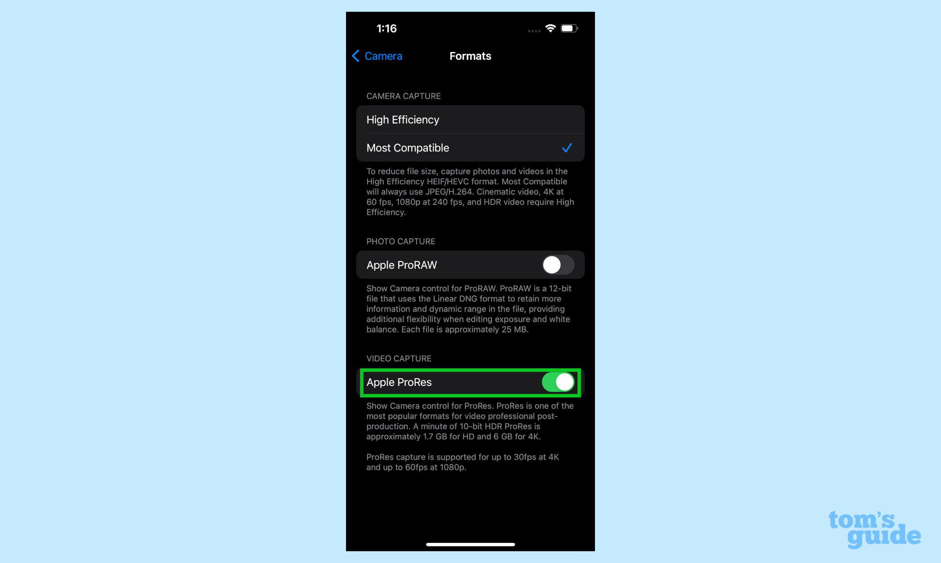 how to record prores video on iphone 13 pro