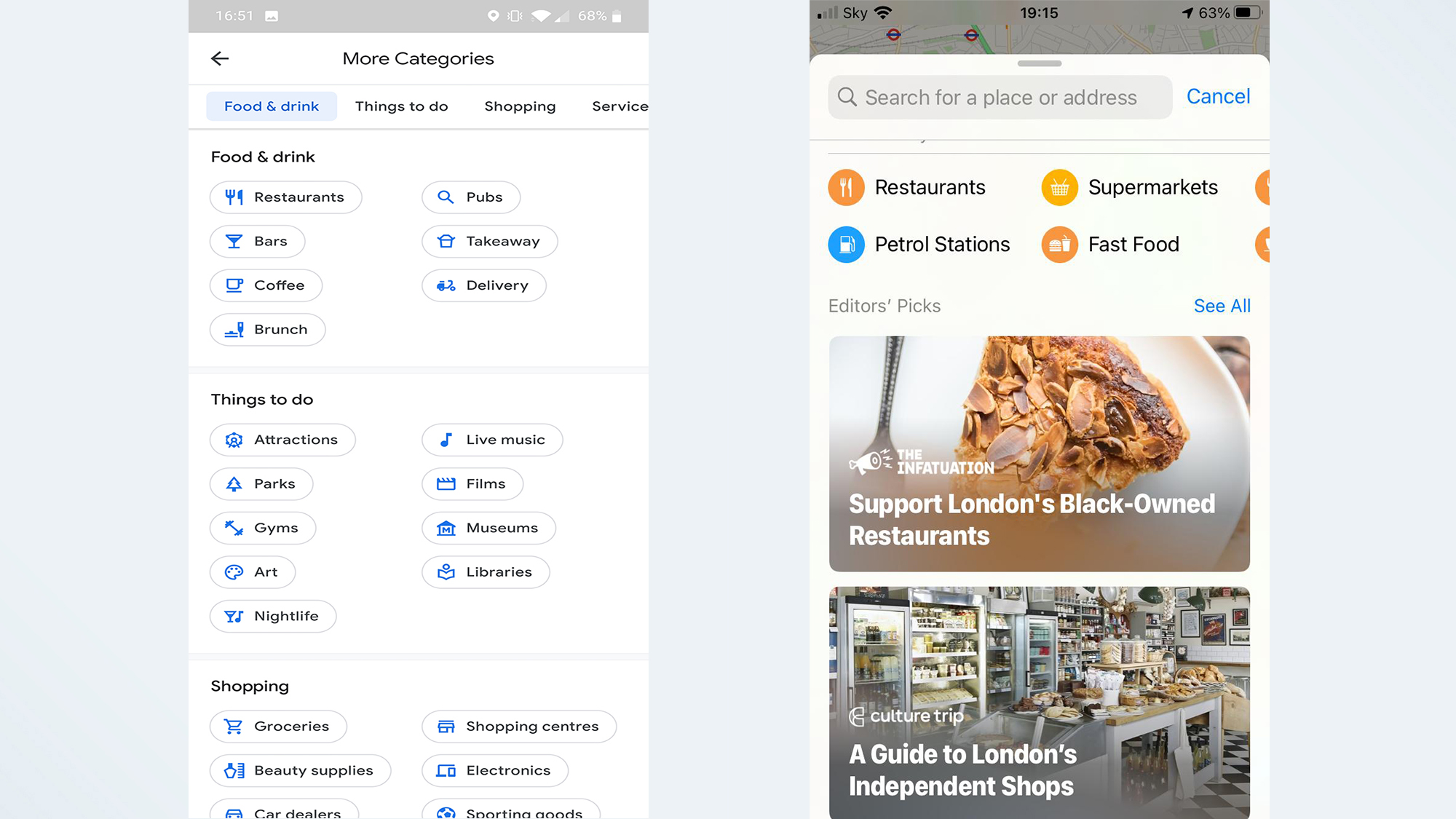 Google Maps vs. Apple Maps: discovering new restaurants