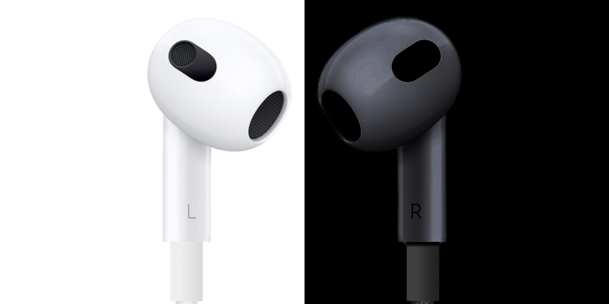 9to5Mac's EarPods concept, with one bud in white and one in black