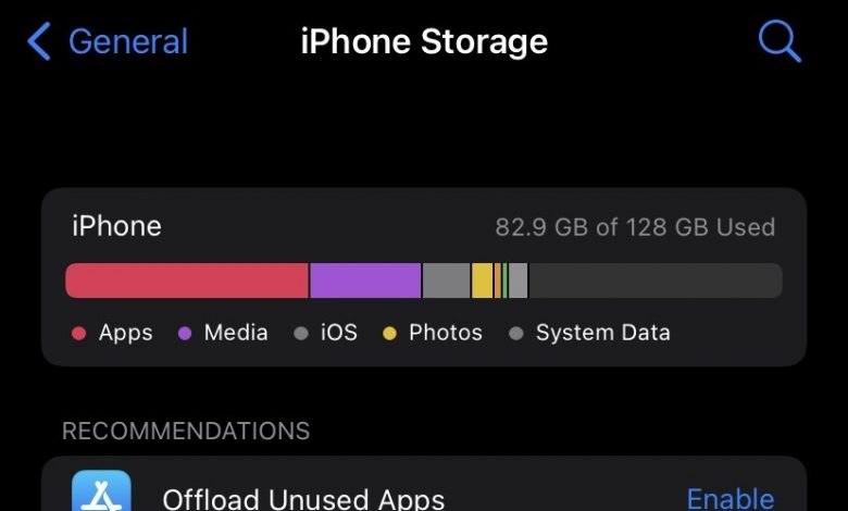 You can see what type of data is consuming storage in iOS, but not how much.