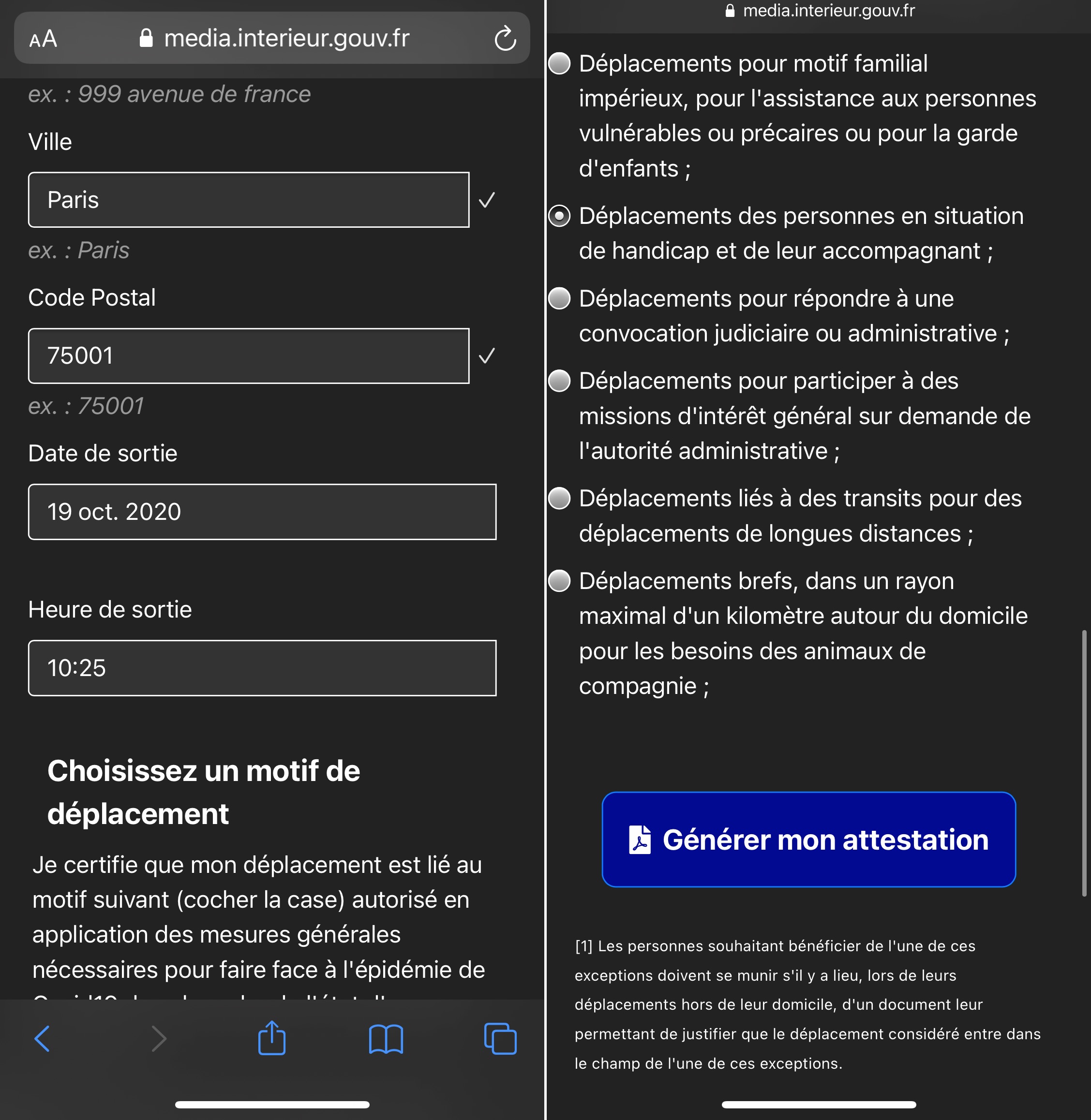 Download curfew displacement certificate on iPhone