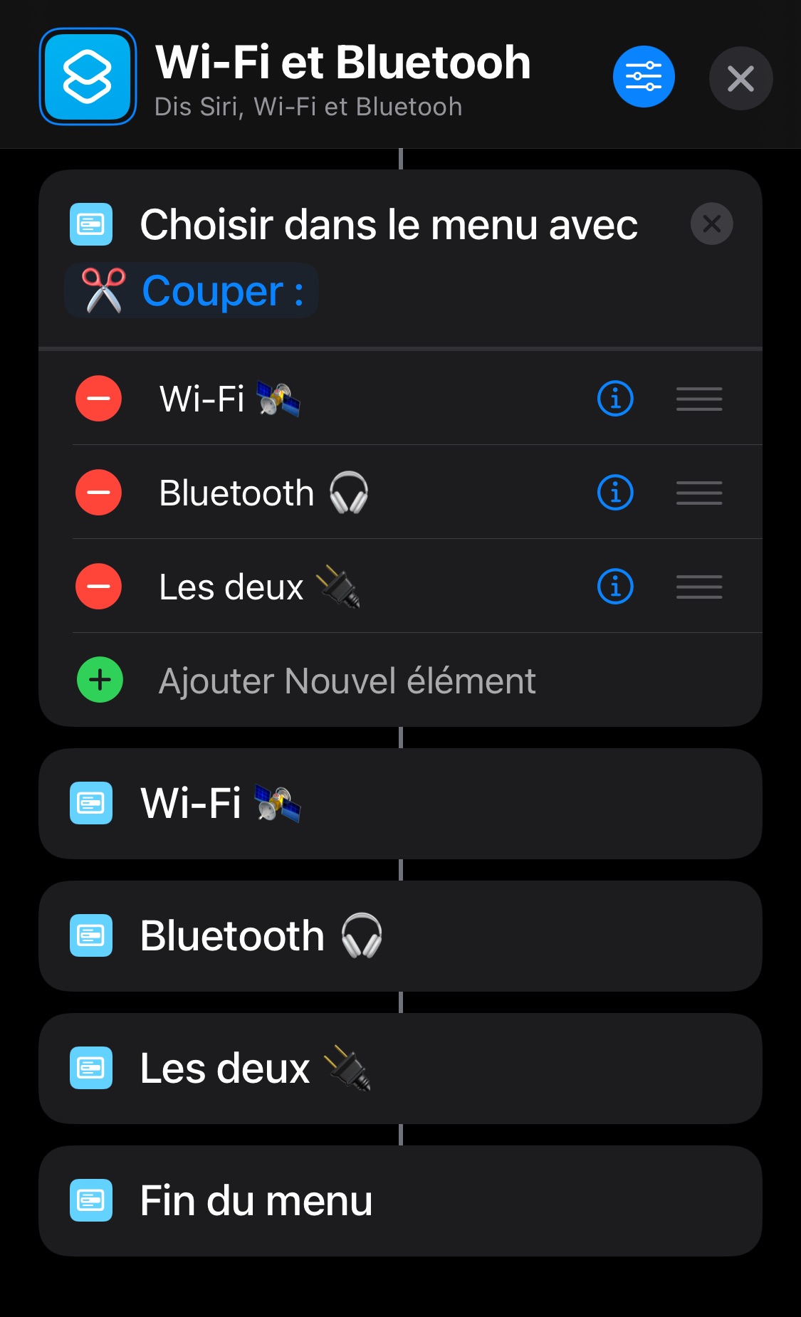 iOS shortcut menus emojis