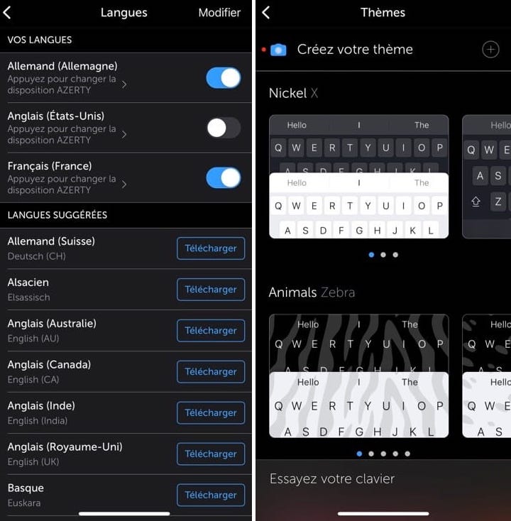 Microsoft SwiftKey themes and languages