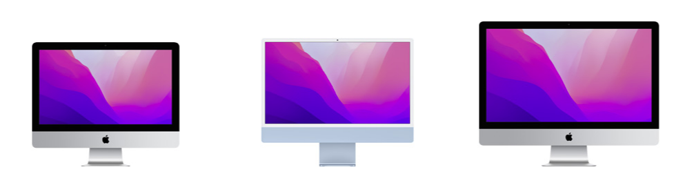 3 iMac models of different sizes